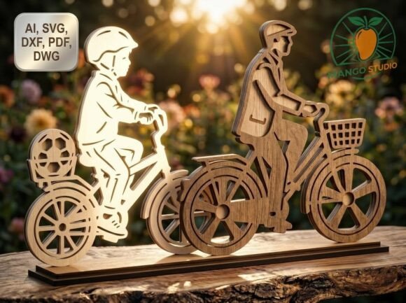 3D Father and Child Bicycle Laser Cut: Crafting Lasting Memories with Precision