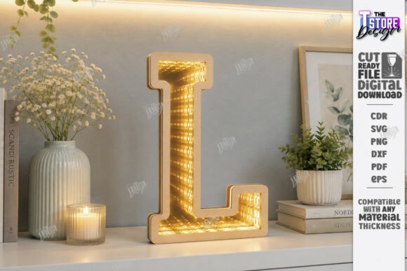 3D Infinity Mirror Letter Laser Cut CNC