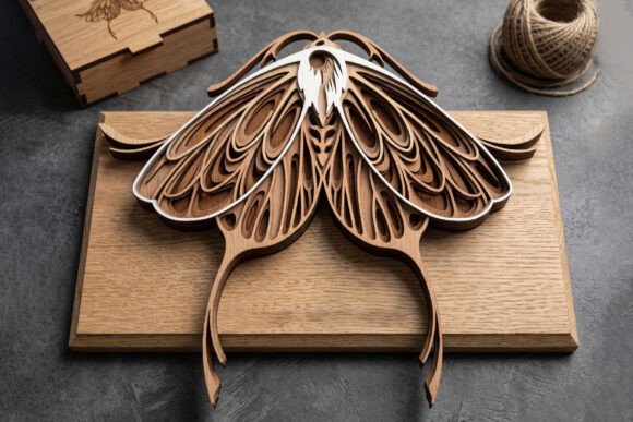 3D Layered Luna Moth Laser Cut SVG