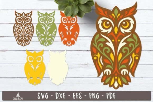 3d Layered Owl Mandala SVG