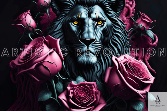 3D Lion Tumbler Design Roses Floral