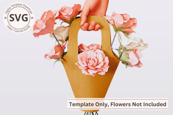 3D Paper Flower Holder Bag Handle SVG