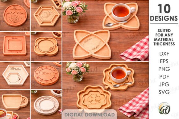 3D Serving Trays Bundle Laser Cut Designs