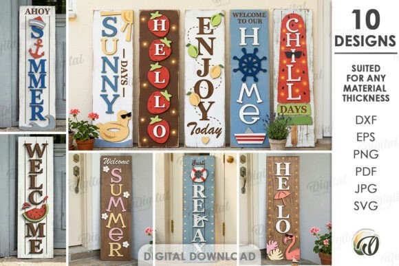 3D Vertical Summer Signs Bundle Lasercut: Elevating Your DIY Decor with Precision