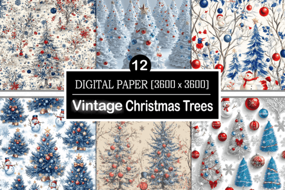 3D Vintage Christmas Trees