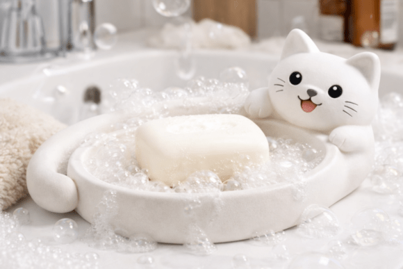 Cute Cat Soap Holder 3D Model
