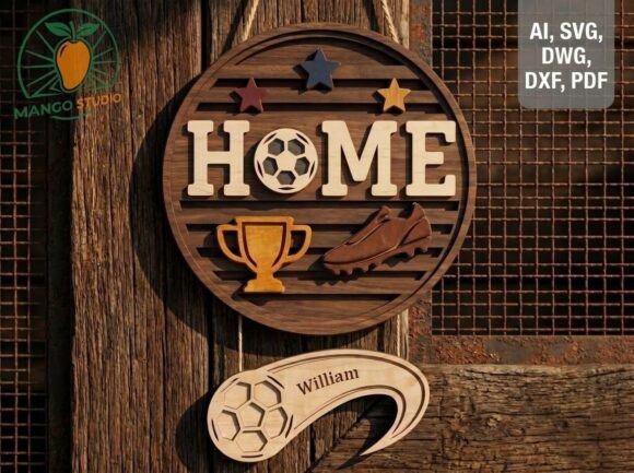 Elevate Your Sports Decor with the 3D Soccer Home Sign Custom Nameplate