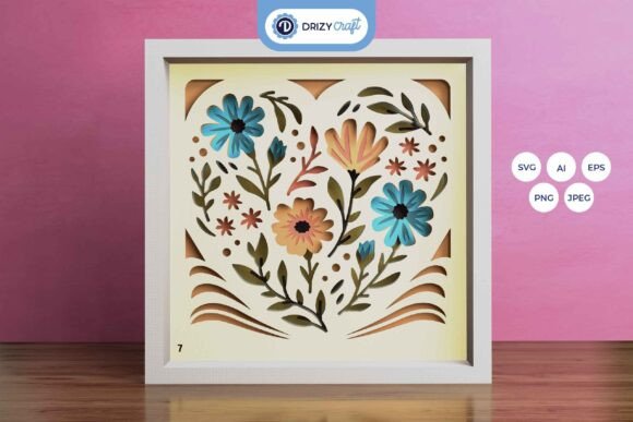 Heart Shaped Flowers 3D Layered Paper