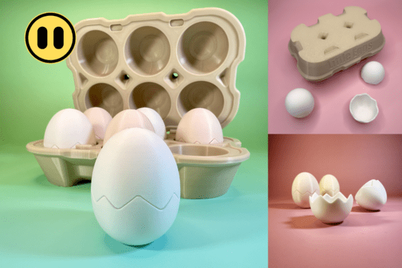 Openable Easter Egg Carton Eggs STL 3D Model for Easy 3D Print
