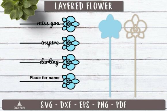 Orchid Flower Name SVG 3d Layered Laser