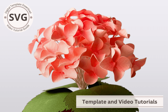 Paper Flower Hydrangea 3D SVG Template