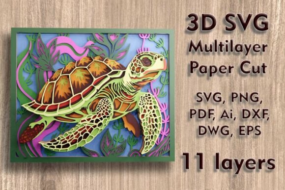 Sea Turtle 3D Multilayer Paper Cut File Evaluation